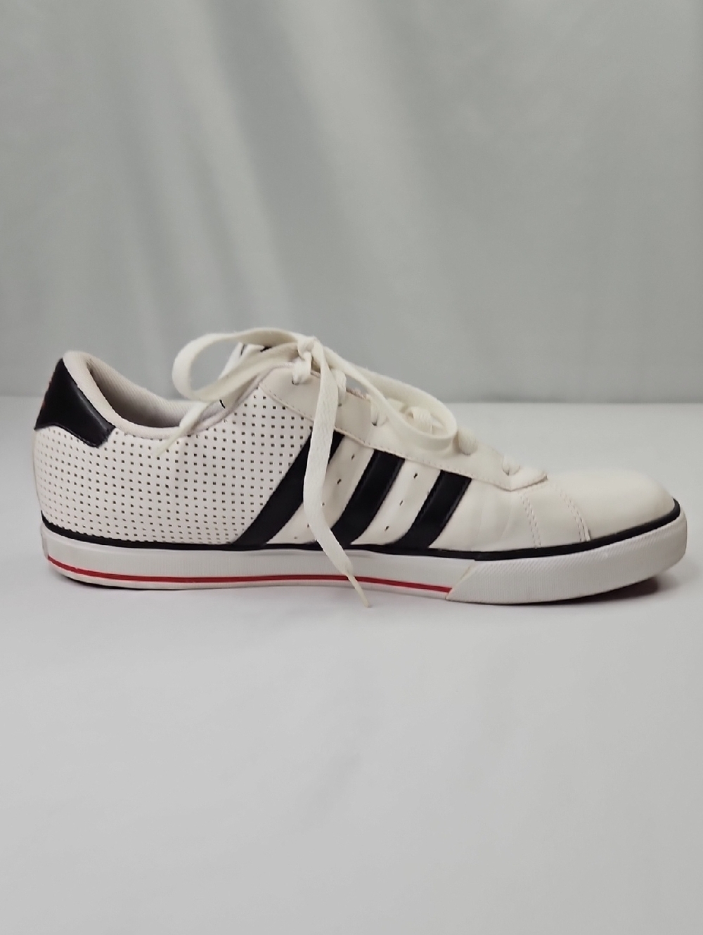 Adidas Men's Neo Label White Sneakers with Black Trim Size 13